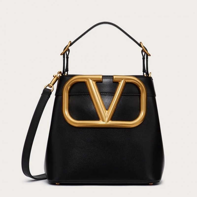 Valentino Supervee Top Handle Bag In Black Calfskin 119