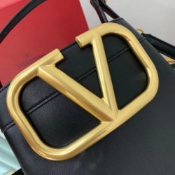 Valentino Supervee Top Handle Bag In Black Calfskin 119