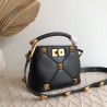 Valentino Small Roman Stud Top Handle Bag In Black Nappa 181