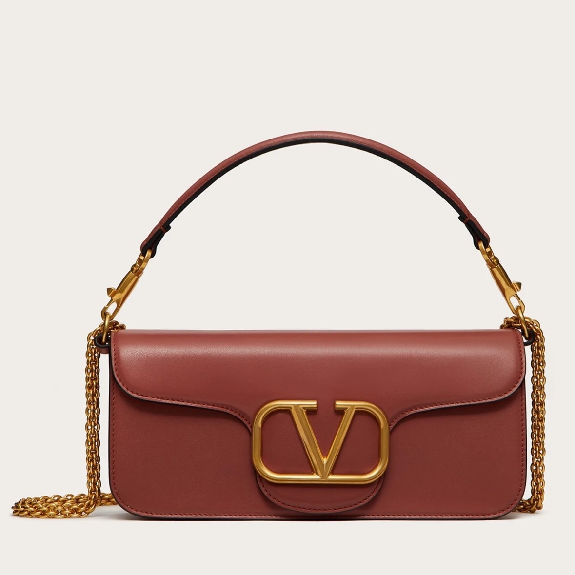 Valentino Loco Large Shoulder Bag In Brown Calfskin 246