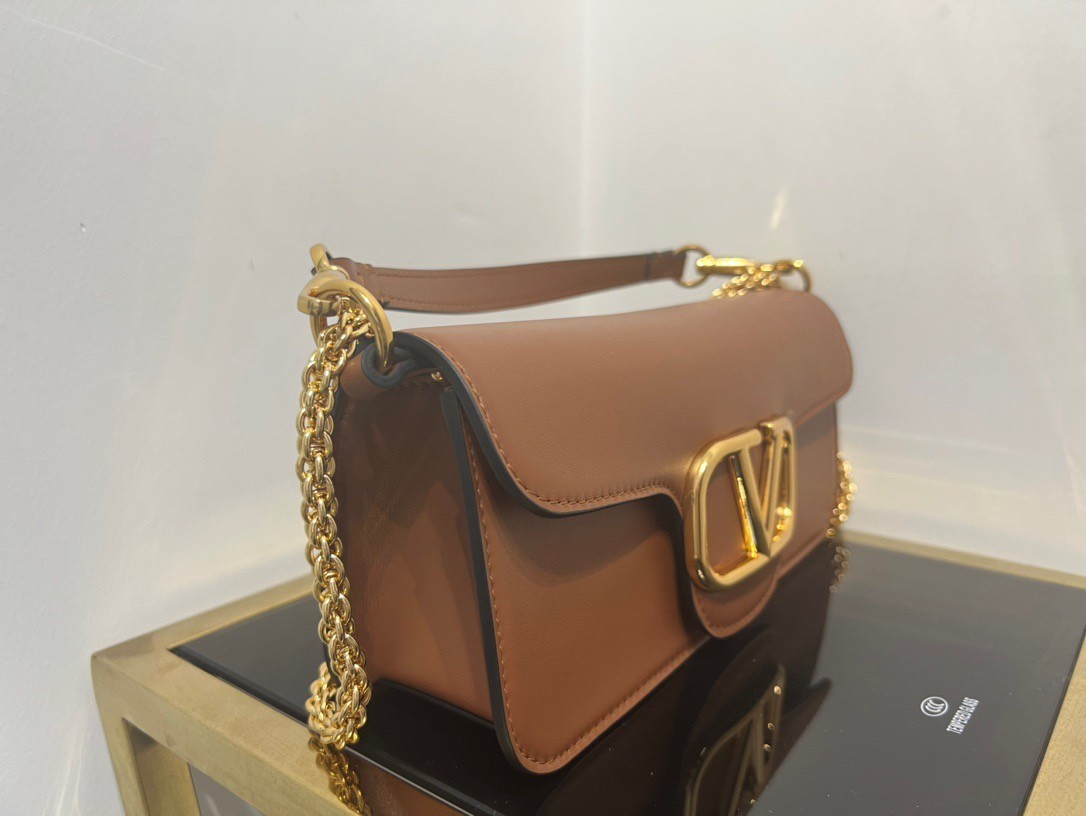 Valentino Loco Large Shoulder Bag In Brown Calfskin 246