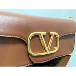 Valentino Loco Large Shoulder Bag In Brown Calfskin 246