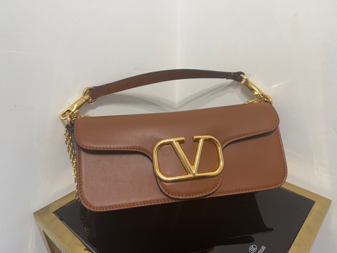 Valentino Loco Large Shoulder Bag In Brown Calfskin 246