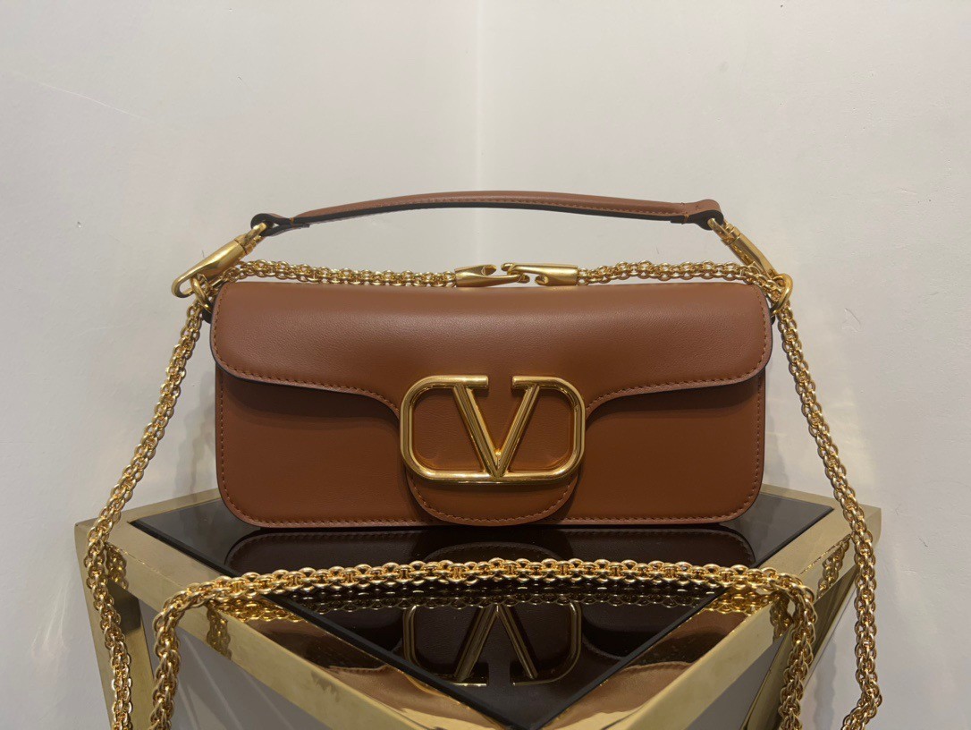 Valentino Loco Large Shoulder Bag In Brown Calfskin 246