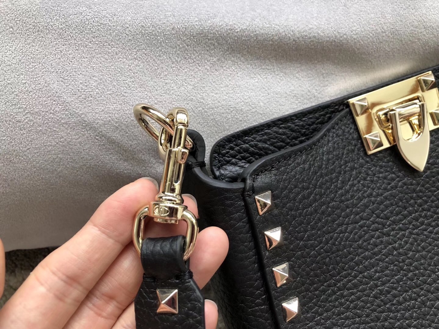 Valentino Mini Rockstud Hobo Bag In Black Grained Leather 674