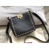 Valentino Mini Rockstud Hobo Bag In Black Grained Leather 674