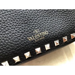 Valentino Mini Rockstud Hobo Bag In Black Grained Leather 674