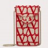 Valentino Loco Phone Case in Red Toile Iconographe with Chain 708