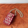 Valentino Loco Phone Case in Red Toile Iconographe with Chain 708