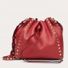 Valentino Small Rockstud Bucket Bag In Red Grained Calfskin 802