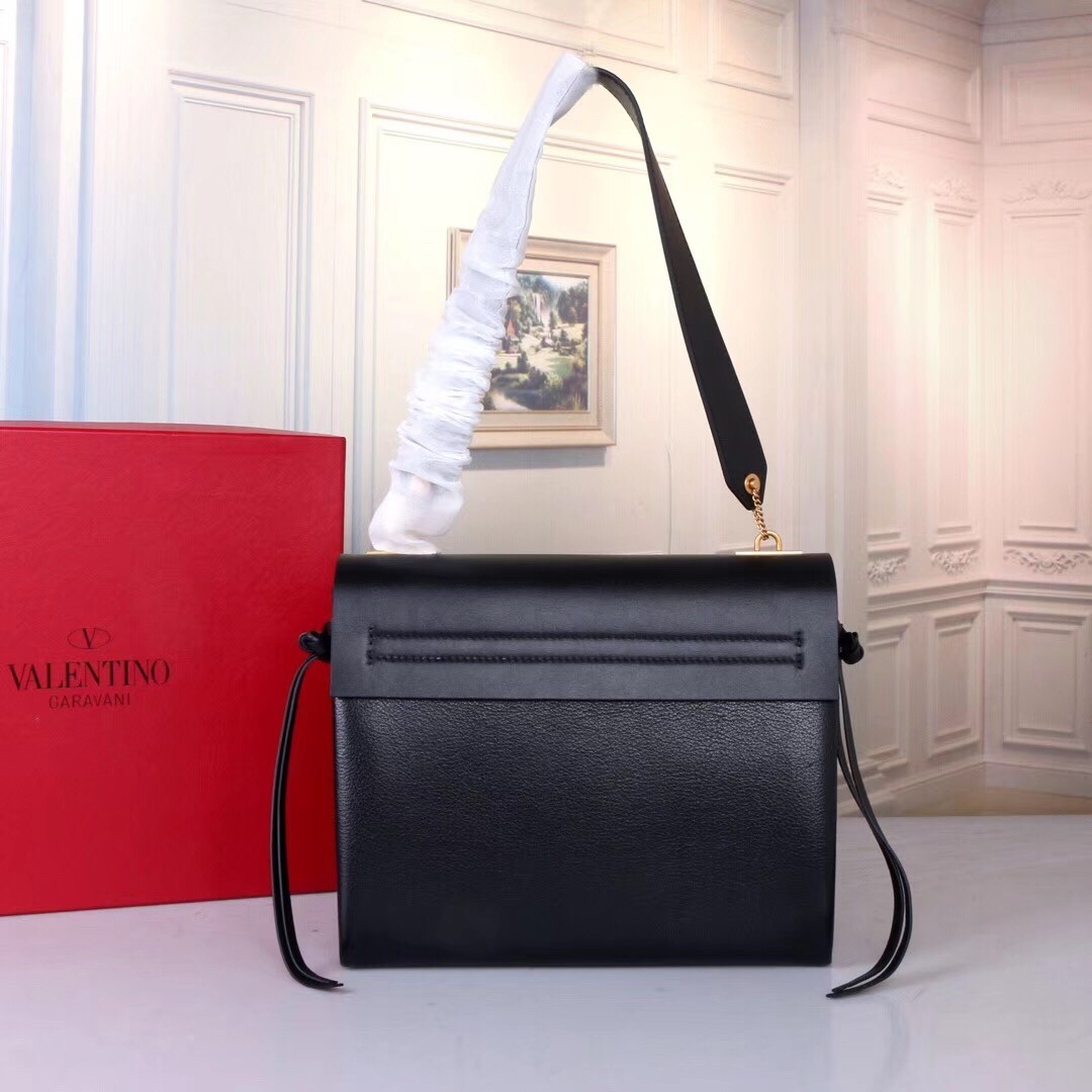 Valentino Garavani Black Medium VRing Shoulder Bag 851