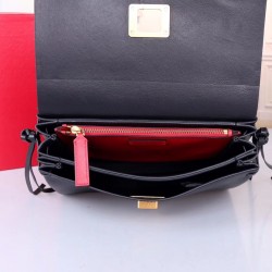 Valentino Garavani Red/Black Medium VRing Shoulder Bag 877