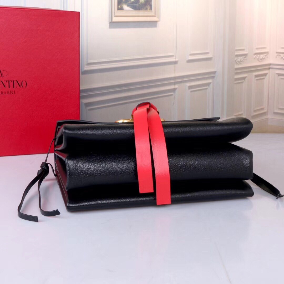 Valentino Garavani Red/Black Medium VRing Shoulder Bag 877