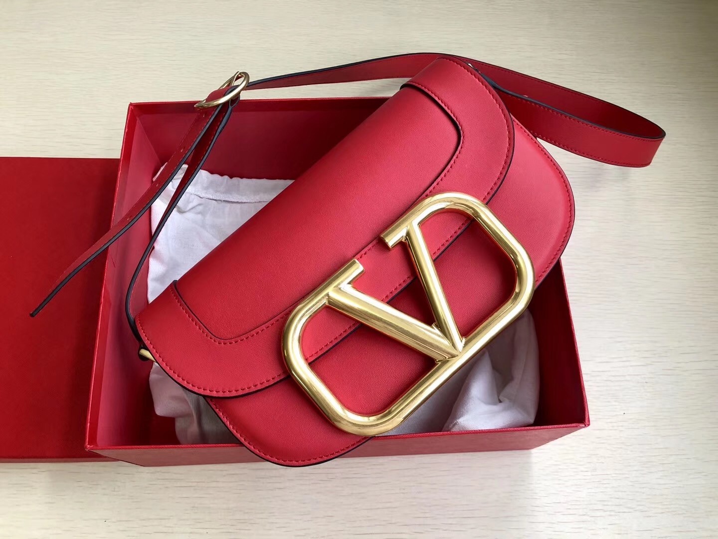 Valentino Supervee Crossbody Bag In Red Leather 784