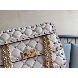 Valentino Rockstud Spike Small Bag In White Lambskin 811