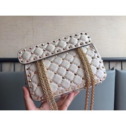 Valentino Rockstud Spike Small Bag In White Lambskin 811