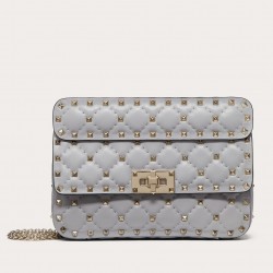 Valentino Rockstud Spike Small Bag In Pale Blue Lambskin 848