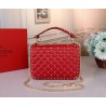 Valentino Medium Rockstud Spike Chain Red Bag 771