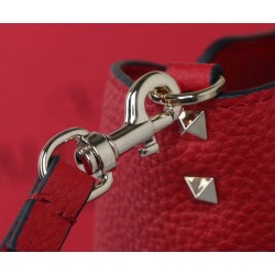 Valentino Medium Rockstud Tote In Red Grain Calfskin 929