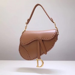 Dior Saddle Bag In Brown Calfskin With Threaded Edges 926