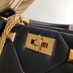 Valentino Roman Stud Top Handle Bag In Black Nappa 978