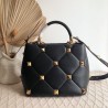 Valentino Roman Stud Top Handle Bag In Black Nappa 978