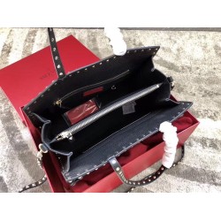 Valentino Black Medium Rockstud Top Handle Bag 409