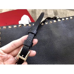 Valentino Black Medium Rockstud Top Handle Bag 409