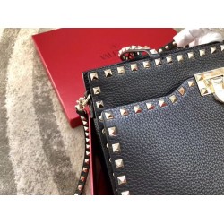 Valentino Black Medium Rockstud Top Handle Bag 409