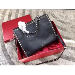 Valentino Black Medium Rockstud Top Handle Bag 409