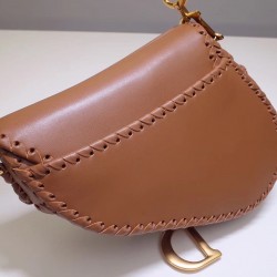 Dior Saddle Bag In Brown Calfskin With Threaded Edges 926