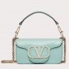 Valentino Small Loco Shoulder Light Green Bag with Crystals Logo 368