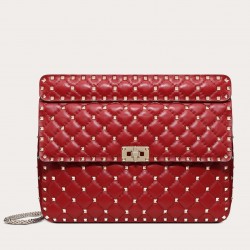 Valentino Red Large Free Rockstud Spike Chain Bag 230