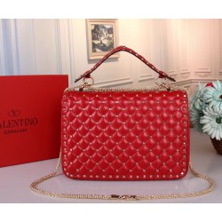 Valentino Red Large Free Rockstud Spike Chain Bag 230