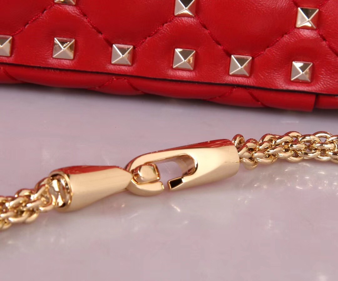 Valentino Red Large Free Rockstud Spike Chain Bag 230