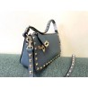 Valentino Rockstud Small Crossbody Bag In Blue Grained Calfskin 271