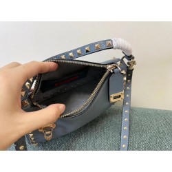 Valentino Rockstud Small Crossbody Bag In Blue Grained Calfskin 271