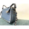 Valentino Rockstud Small Crossbody Bag In Blue Grained Calfskin 271