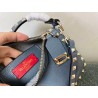 Valentino Rockstud Small Crossbody Bag In Blue Grained Calfskin 271