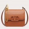 Valentino Small Vsling Shoulder Bag In Brown Grainy Leather 058