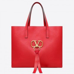 Valentino Garavani Red Large Vring Shopping Tote 130