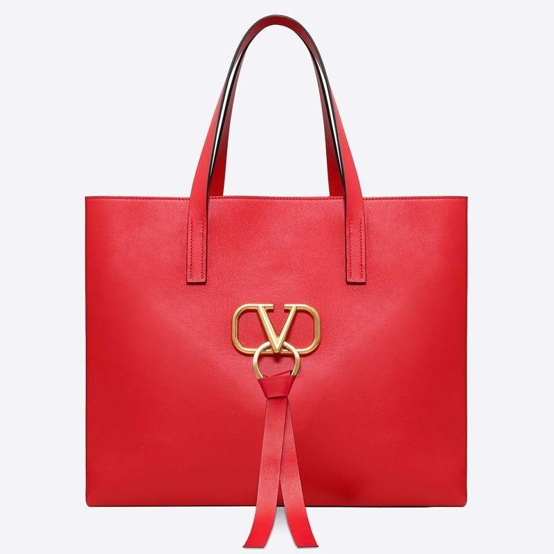 Valentino Garavani Red Large Vring Shopping Tote 130