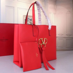 Valentino Garavani Red Large Vring Shopping Tote 130