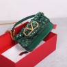 Valentino Small Loco Shoulder Bag with Green 3D-effect Embroidery 278