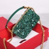 Valentino Small Loco Shoulder Bag with Green 3D-effect Embroidery 278