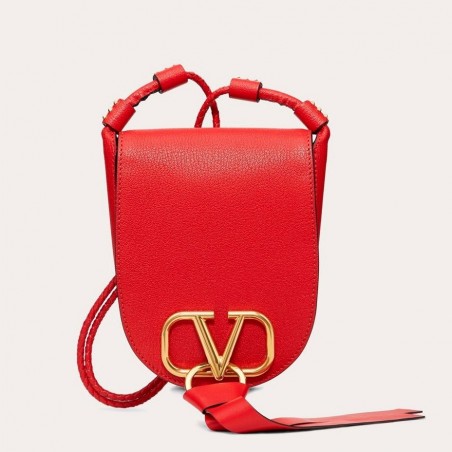 Valentino Small Vring Crossbody Bag In Red Goatskin 318