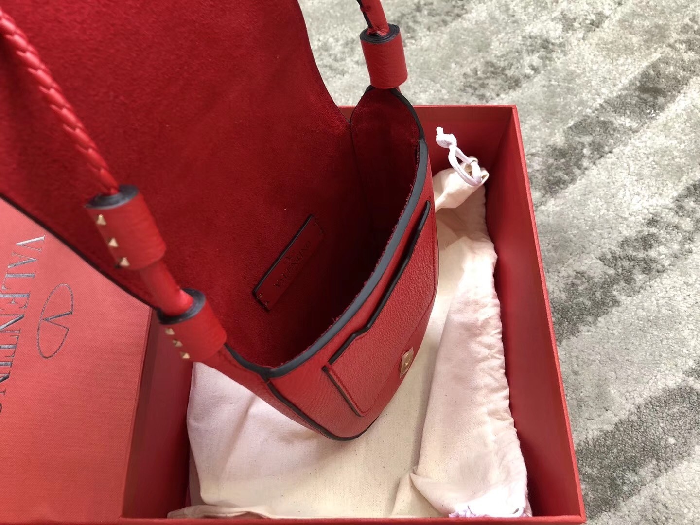 Valentino Small Vring Crossbody Bag In Red Goatskin 318