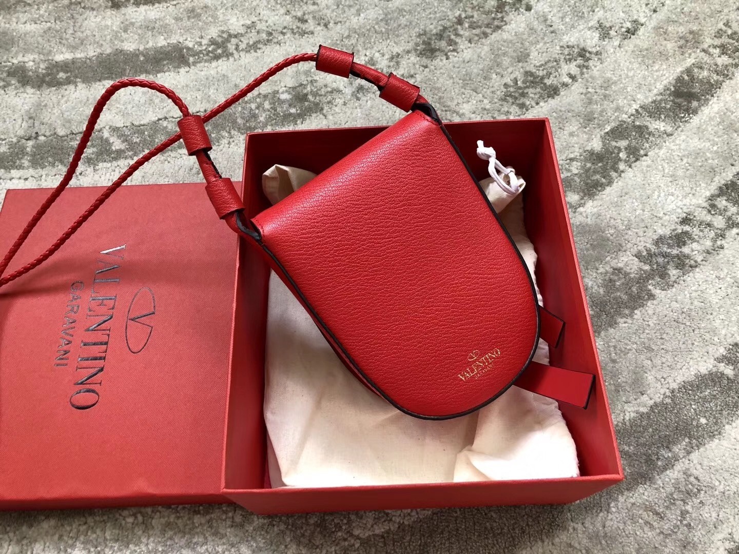 Valentino Small Vring Crossbody Bag In Red Goatskin 318