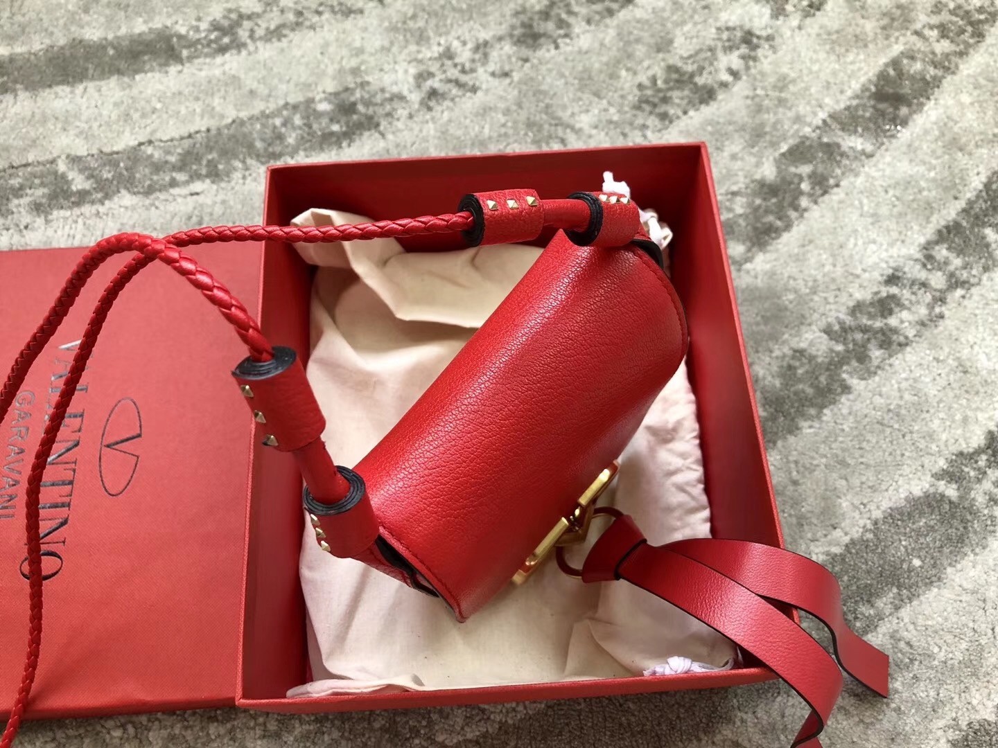 Valentino Small Vring Crossbody Bag In Red Goatskin 318