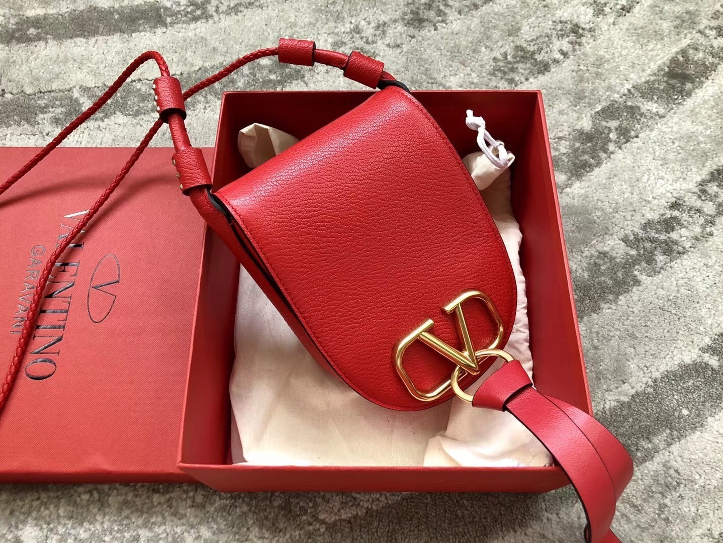 Valentino Small Vring Crossbody Bag In Red Goatskin 318